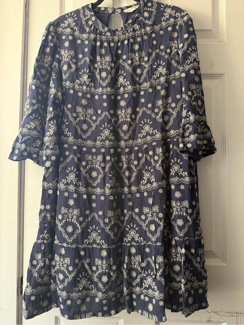 Penelope Rose Embroidered Boho Tiered Dress plus Size 2X Navy Blue